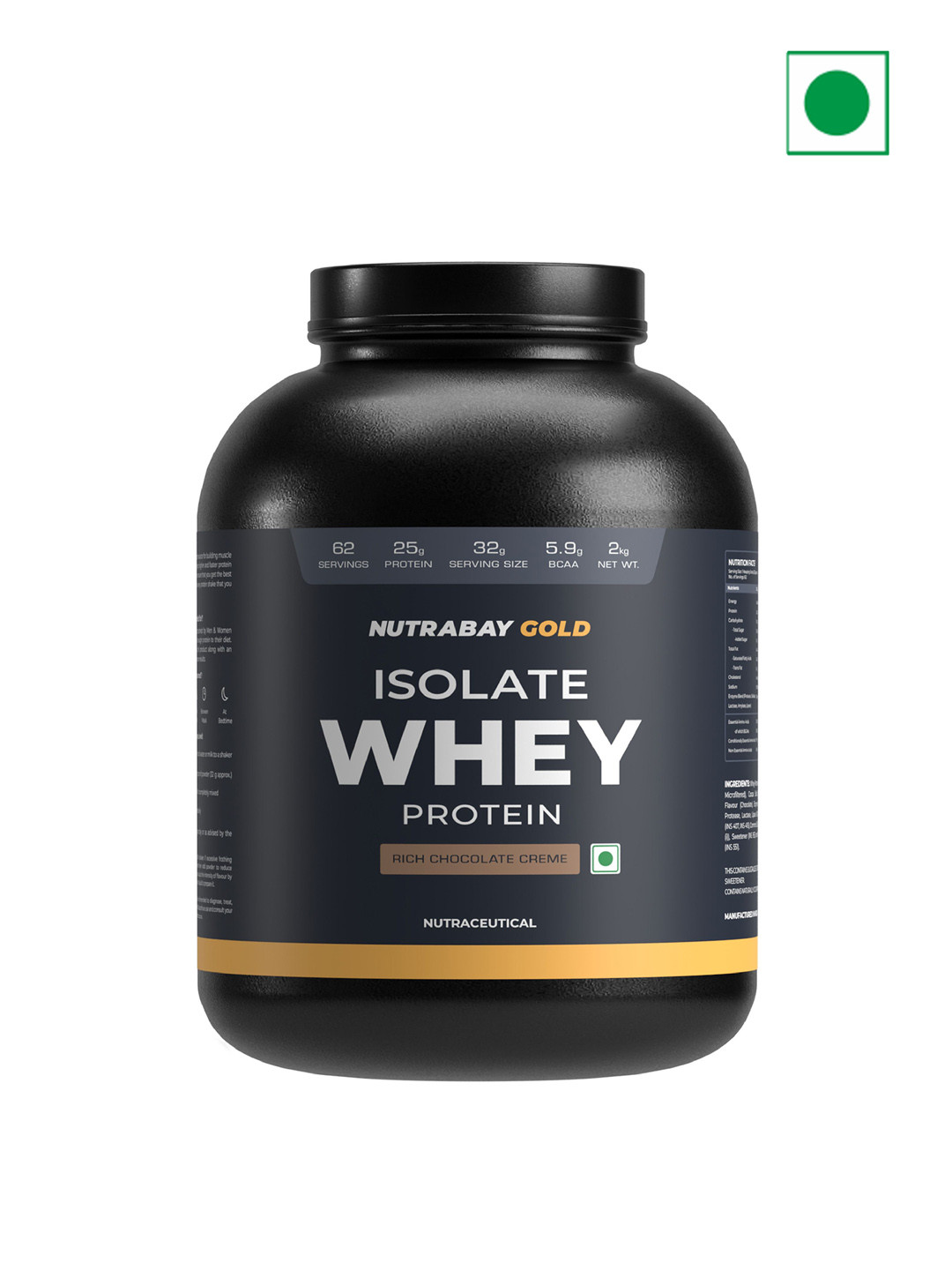 Nutrabay Gold 100% Whey Protein Isolate - 2 Kg - Rich Chocolate Creme