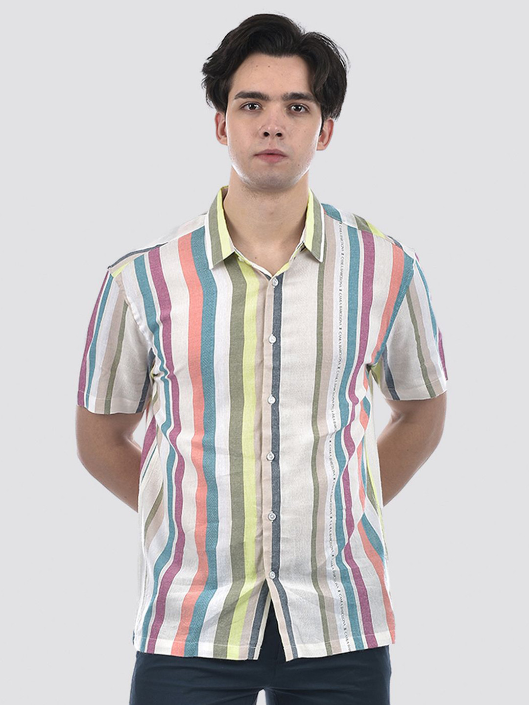CAMLA Men Multi Stripes Opaque Striped Casual Shirt