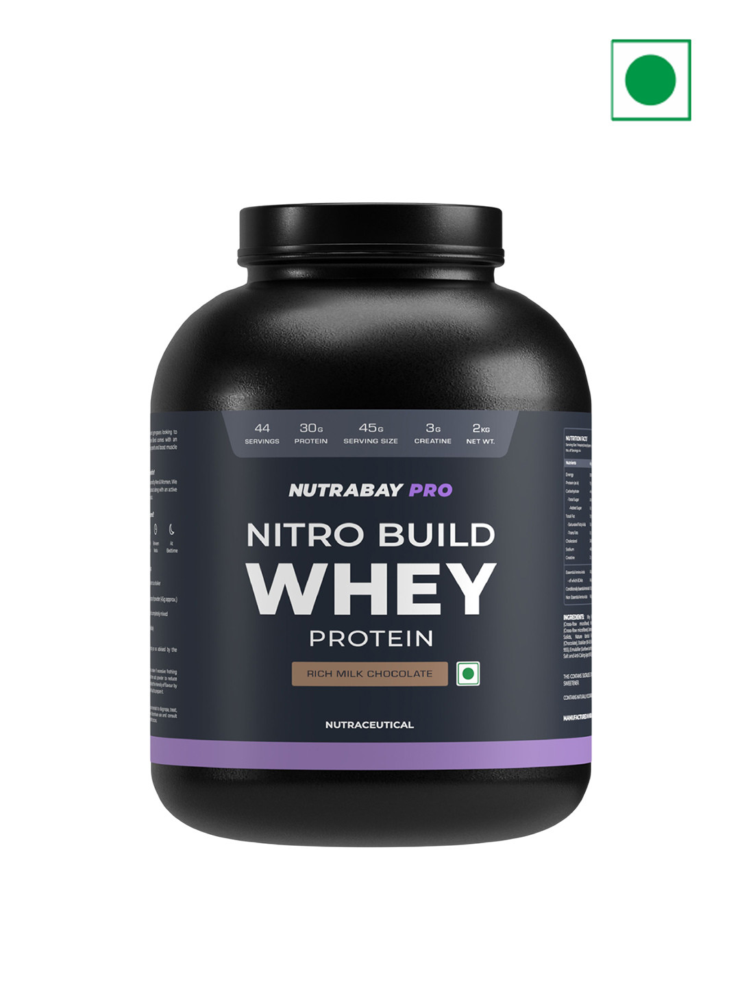 Nutrabay Nitro Build Whey Protein- 2 Kg- Rich Milk Chocolate