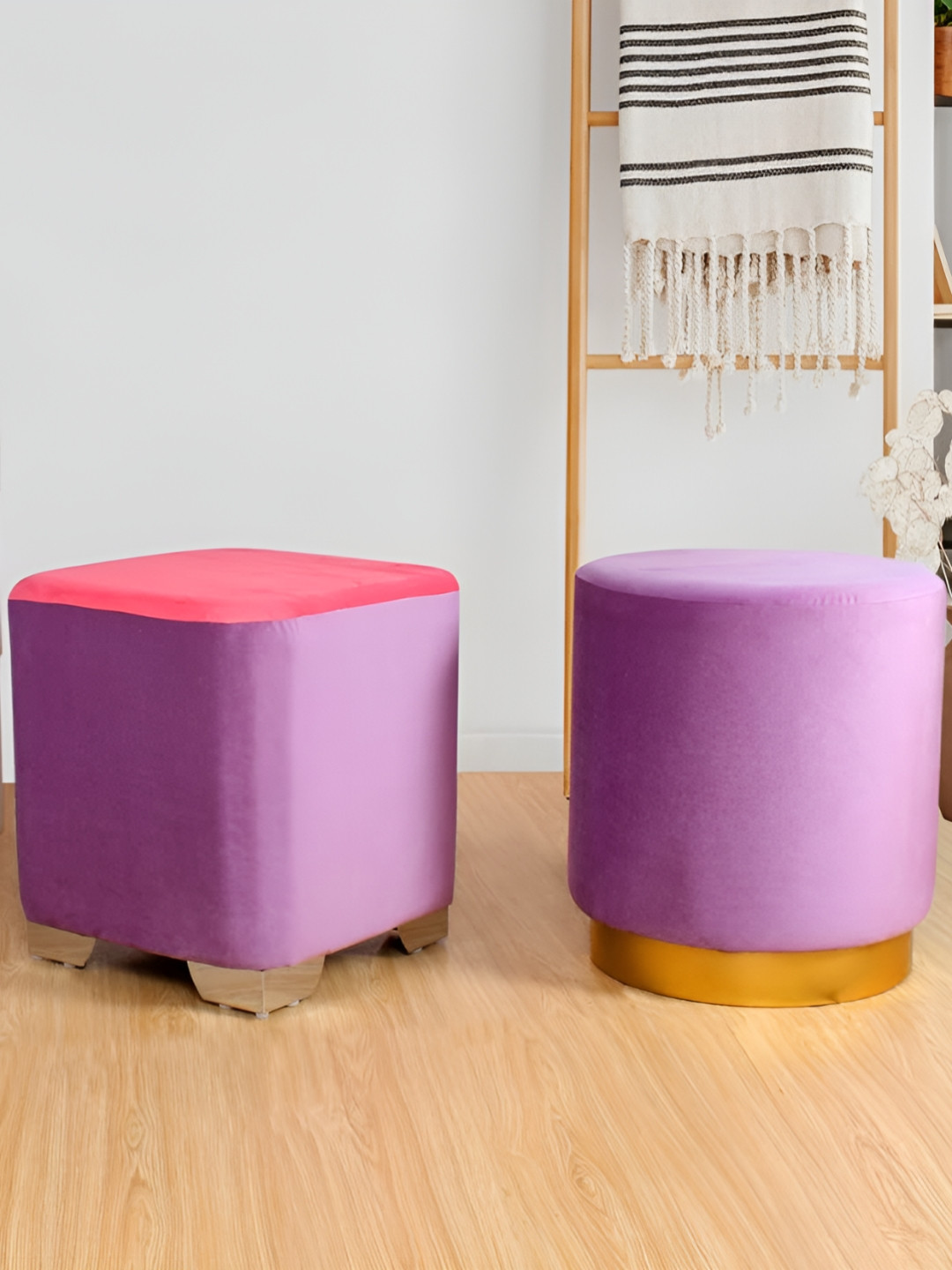 Shadowkart Set Of 2 Purple Pouffes Sitting Ottomans