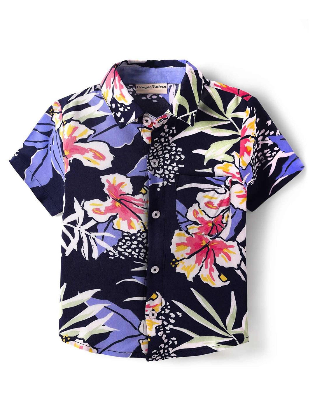 CrayonFlakes Floral Viscose Rayon Short Sleeves Shirt