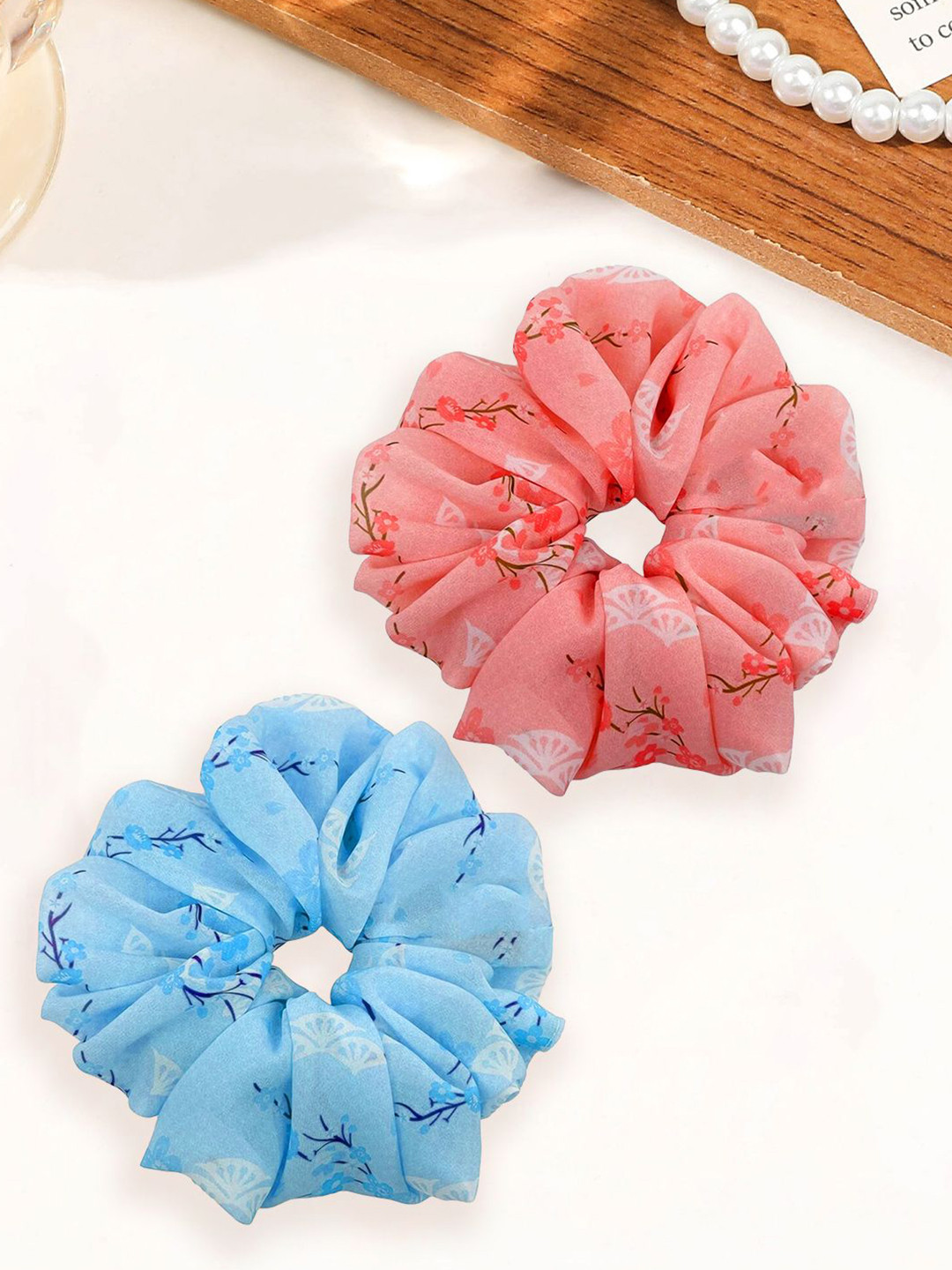 LYKAA Set of 7 Golden Golden Pearl Hair Pins With Hair Scrunchies Combo