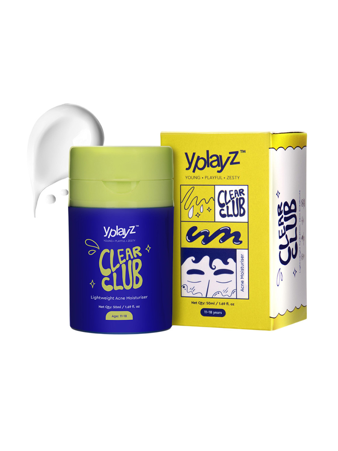 YplayZ Clear Club Acne Moisturiser - Hydrates Skin & Fights Acne,Breakout - 50ml