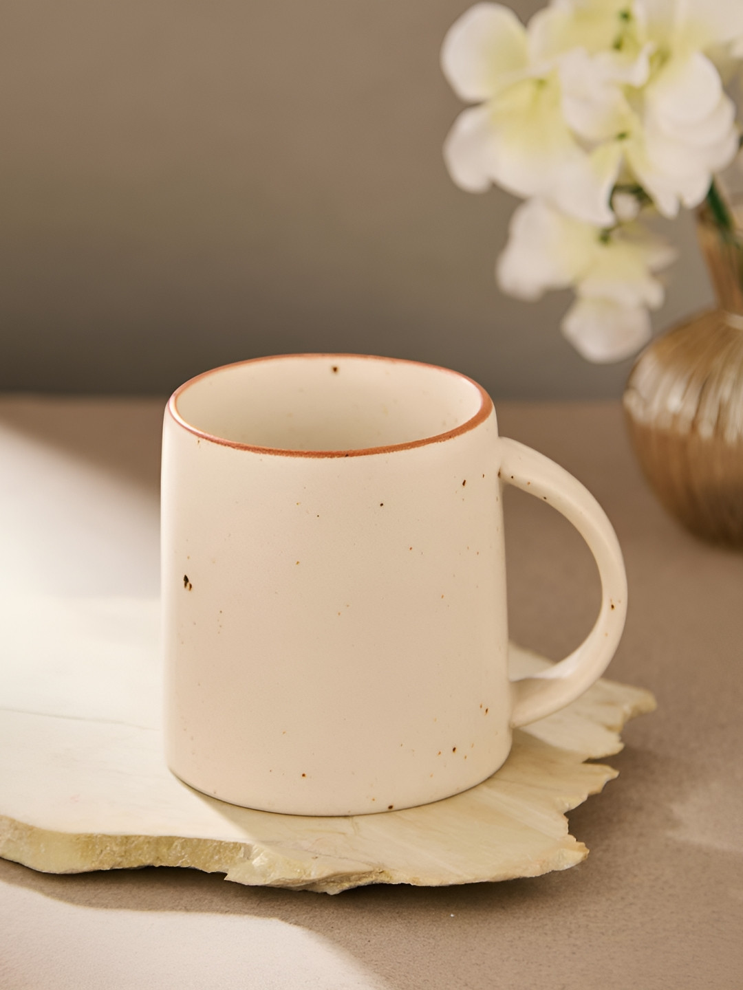 Fabindia Off White Ceramic Microwave Safe Mug-330ml