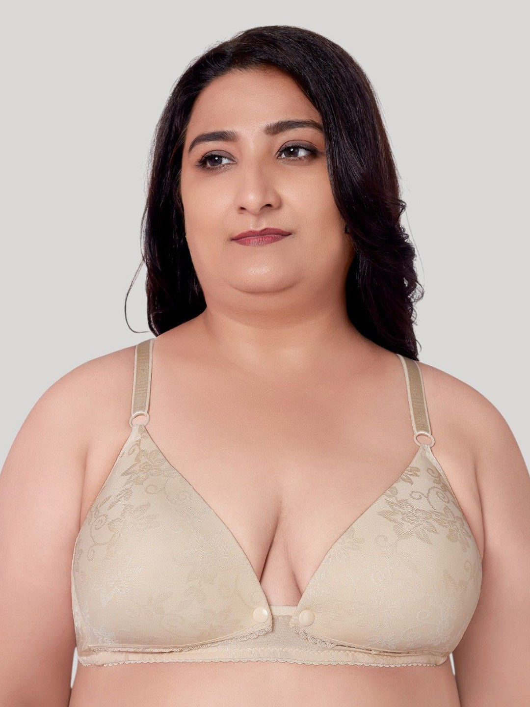 PLUMBURY Women Plus Size Padded Front Open Maternity Bra