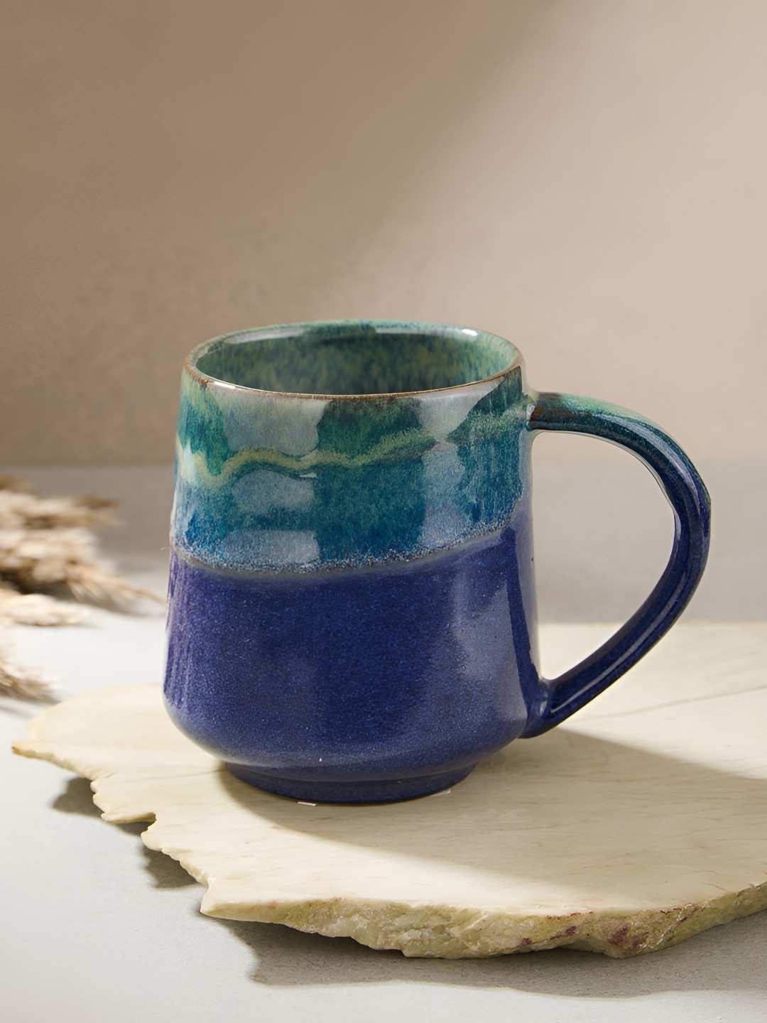 Fabindia Blue Ceramic Handmade Mug-280ml