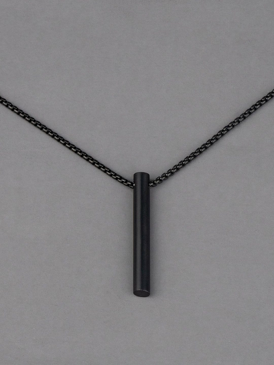 Mesmerize Men Silver-Plated Stainless Steel Barrel Pendant With Chain