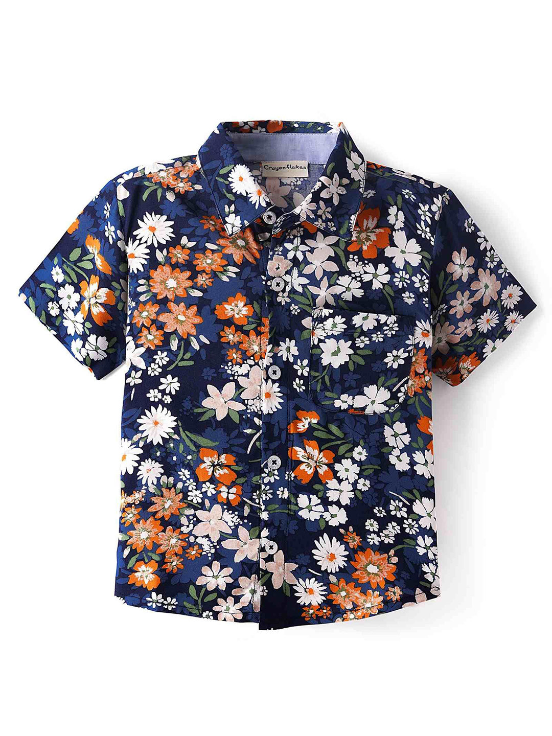 CrayonFlakes Floral Viscose Rayon Short Sleeves Shirt