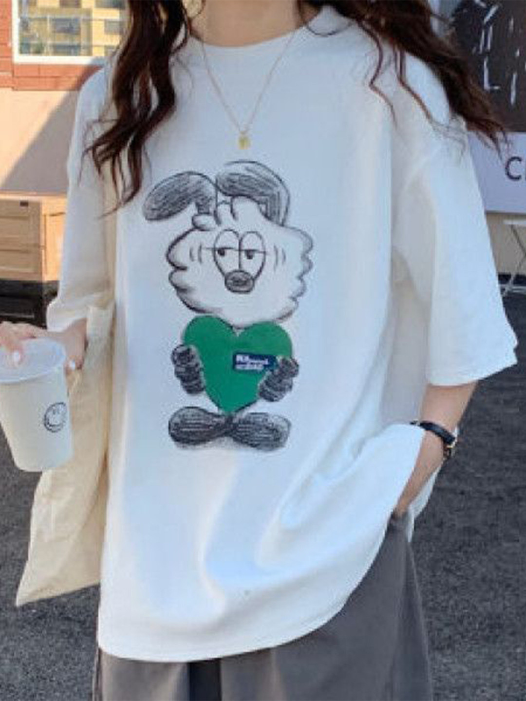 Outzidr Women White Colour Graphic Print Tshirts