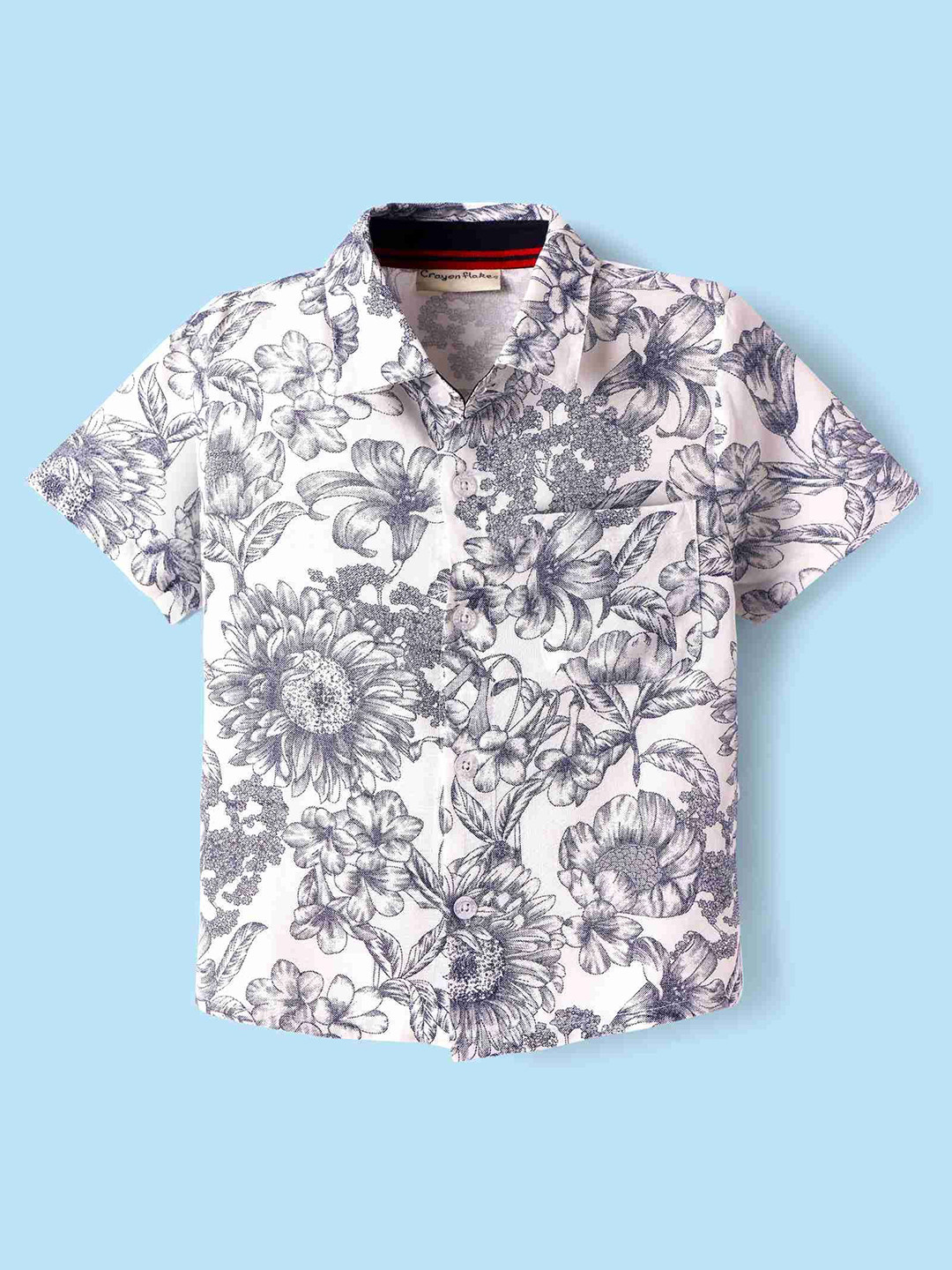 CrayonFlakes Floral Viscose Rayon Short Sleeves Shirt