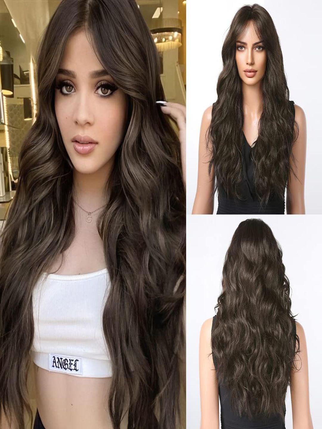 KRENOZ Clip In Wavy Scalp Topper Soft And Smooth Hair Extension - Black - 22 Inches