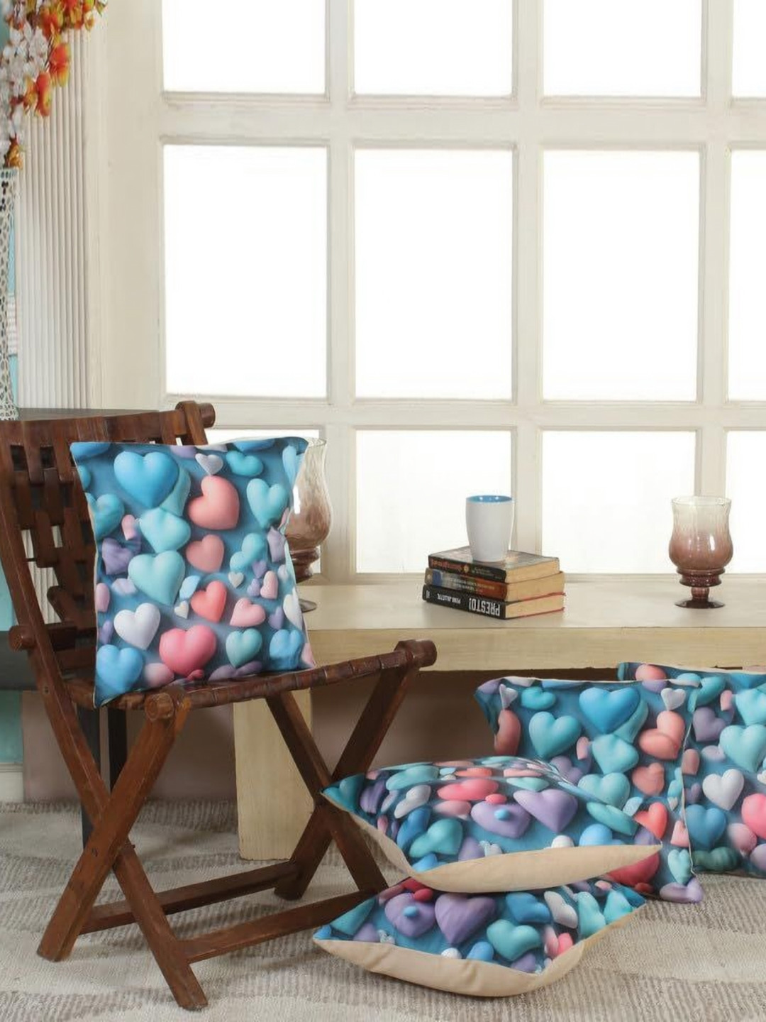 Shadowkart Blue 2 Pieces Self Design Square Velvet Pillow Covers