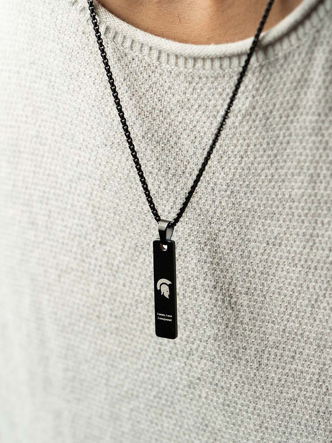 Mesmerize Men Stainless Steel Spartan Combat Mini Tag Pendant With Chain