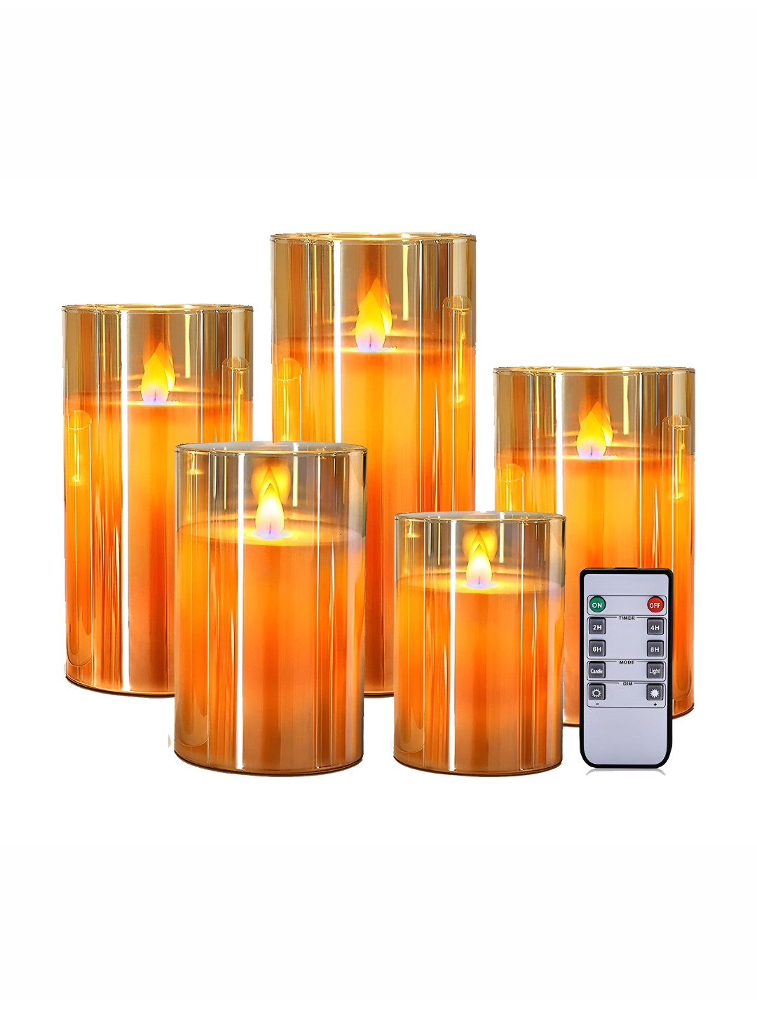 LTETTES Pillar LED glasscandle 5Pcs Scented 1 Wick Solid Geometric Regular Jar Candles