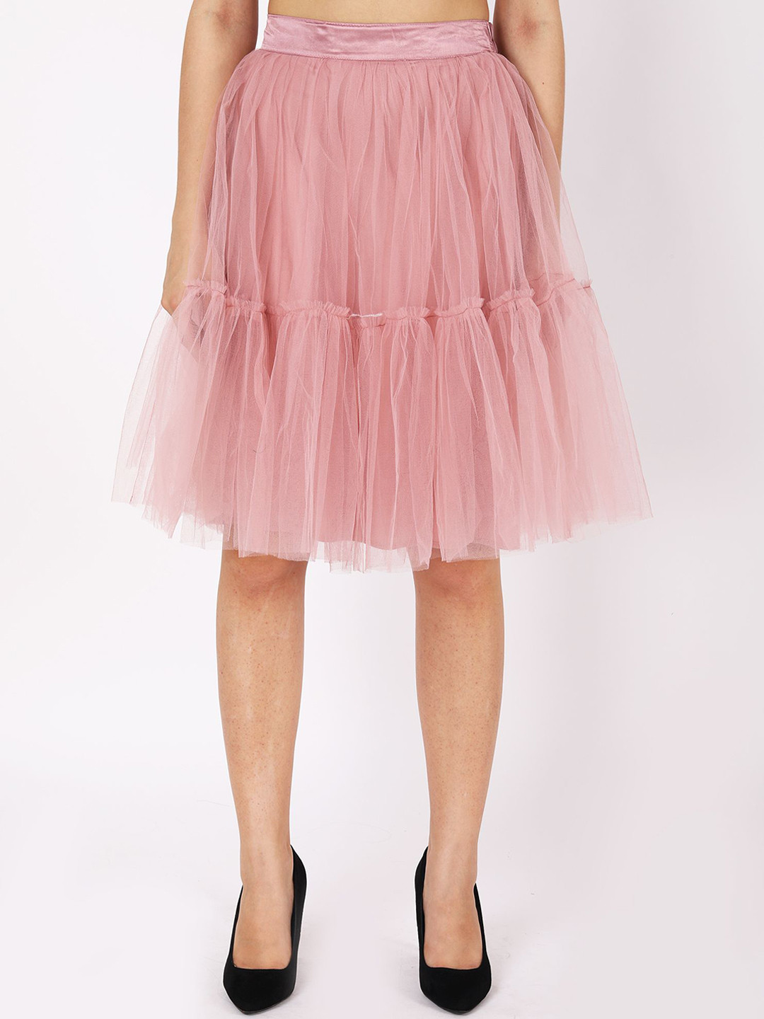 JAKANARY Multi-Tiered Flared Knee-Length Skirt