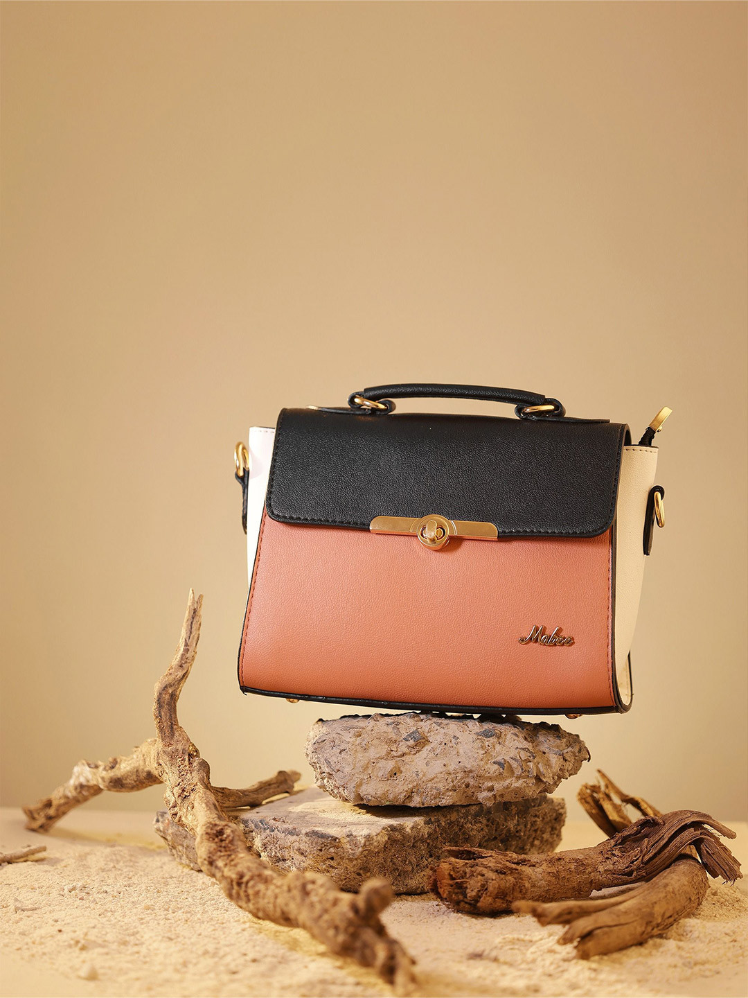 MABEE PU Structured Satchel with Bow Detail