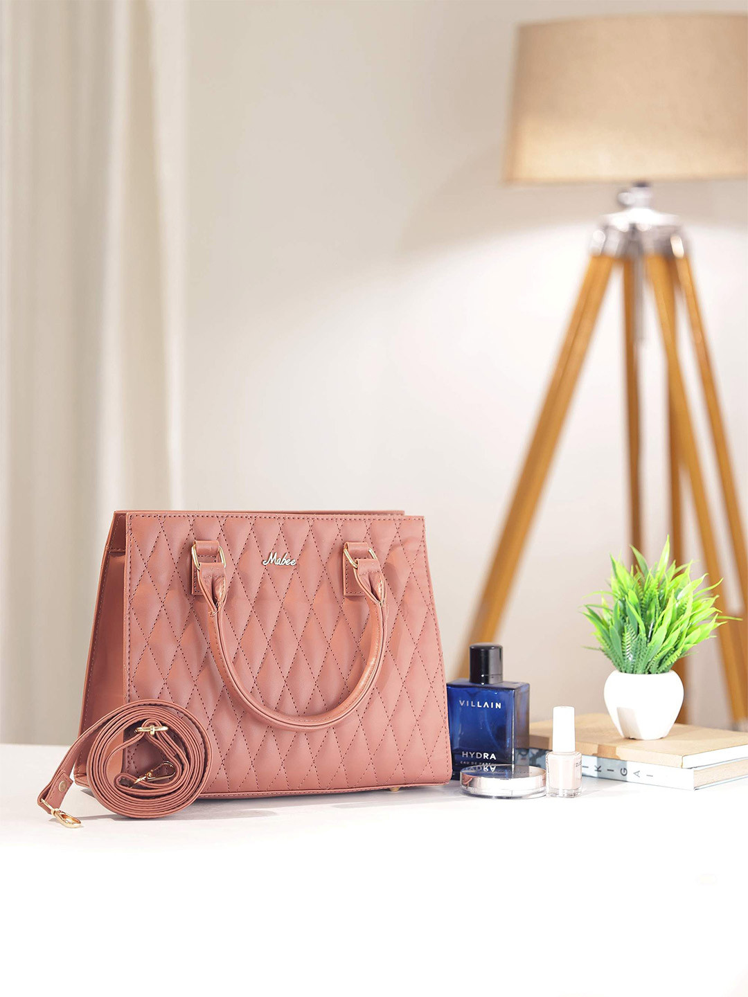 MABEE Geometric PU Shopper Handheld Bag with Tasselled