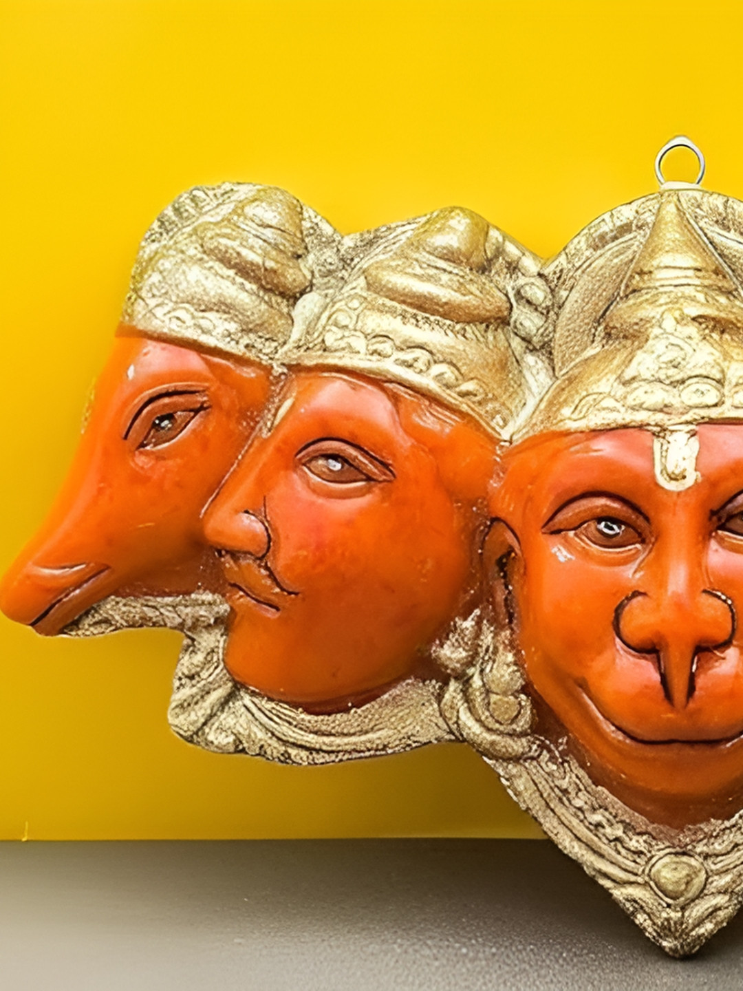 PICKARTME Panchmukhi Orange Polyresin Matte Living Room Medium Showpiece - 3.9 Inches