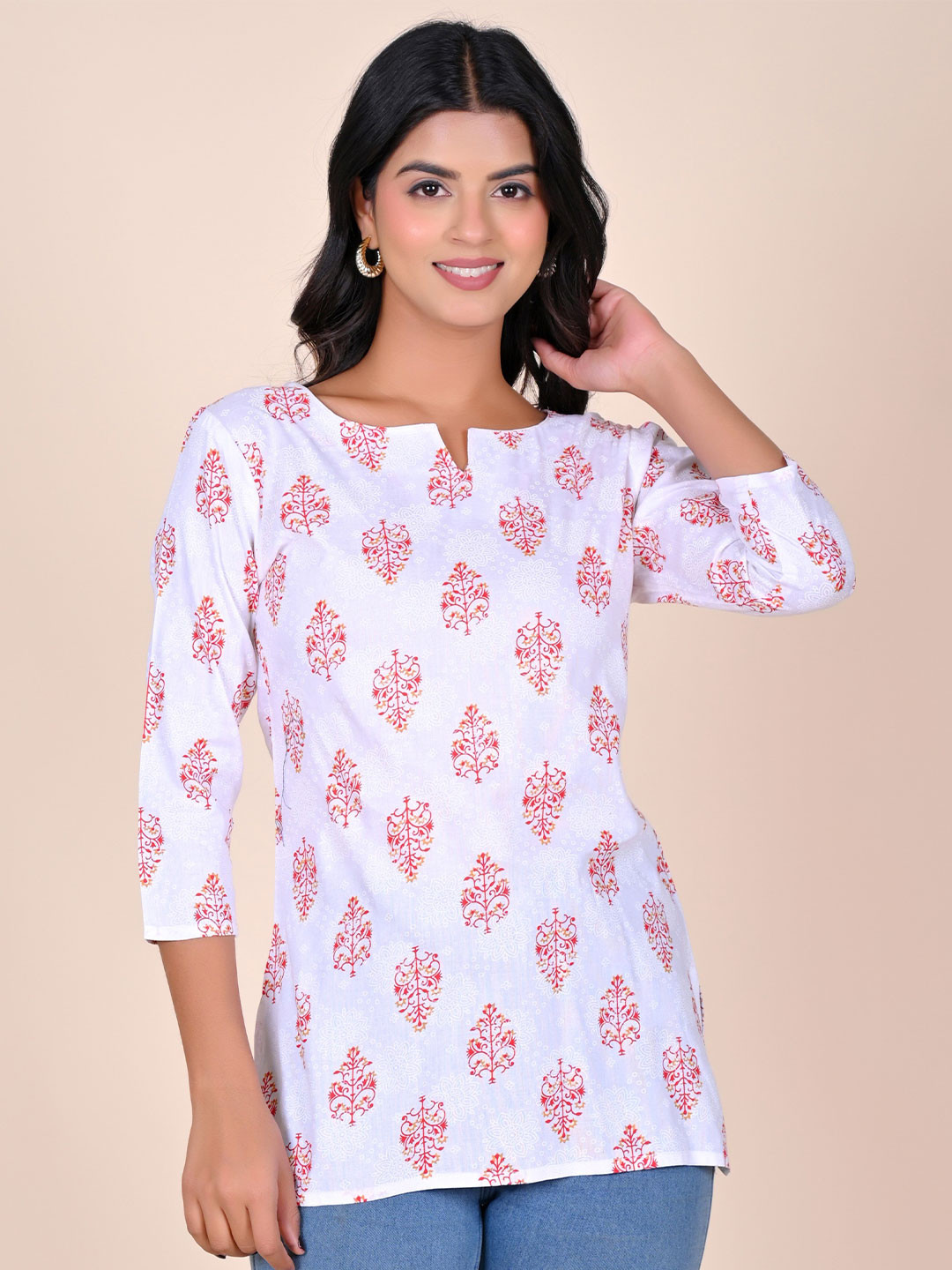 Rashmi Shree Creation Sweetheart Neck Ethnic Print Top