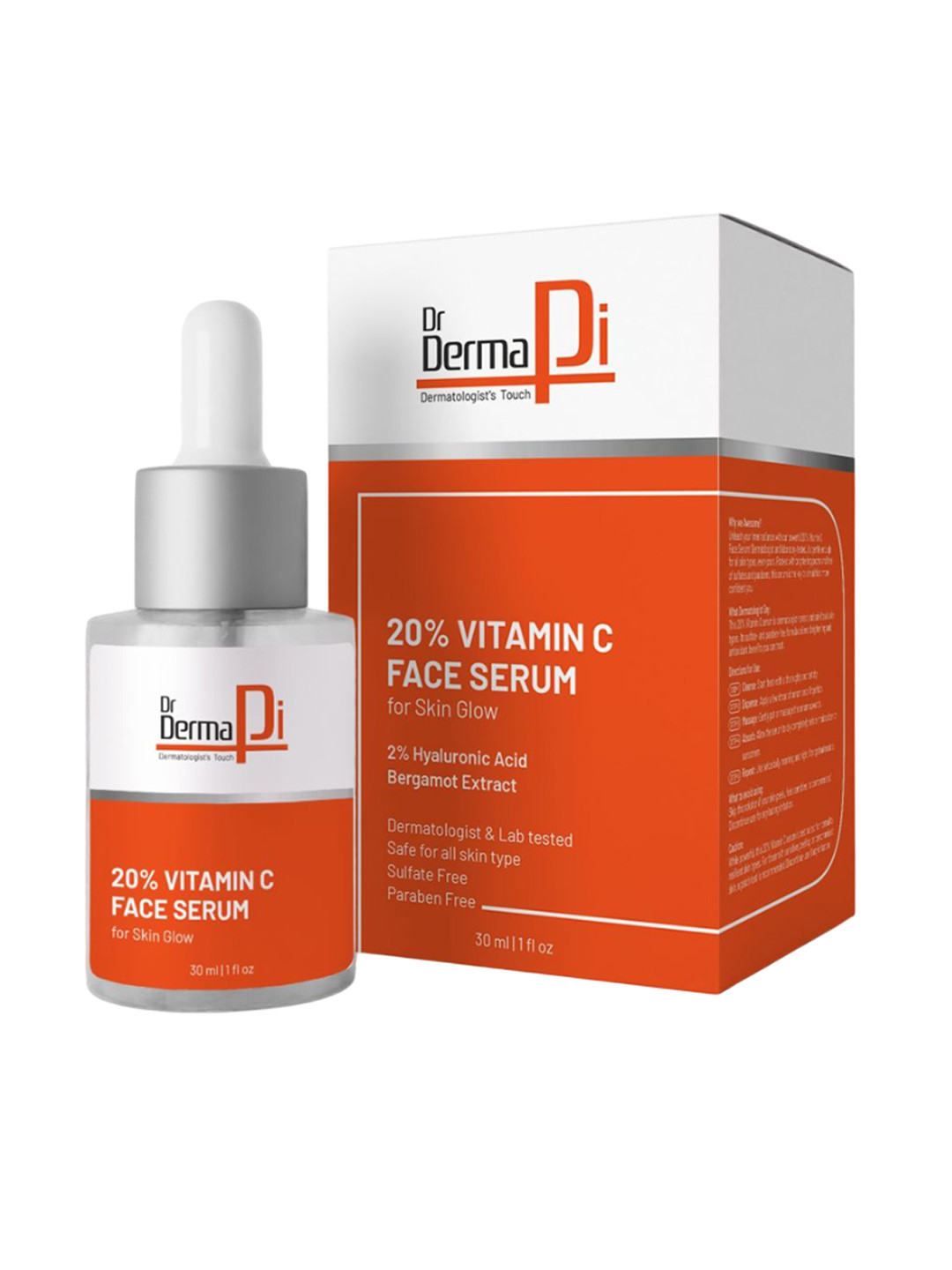 drdermapi 20% Vitamin C Face Serum With Hyaluronic Acid For Skin Glow - 30 ml