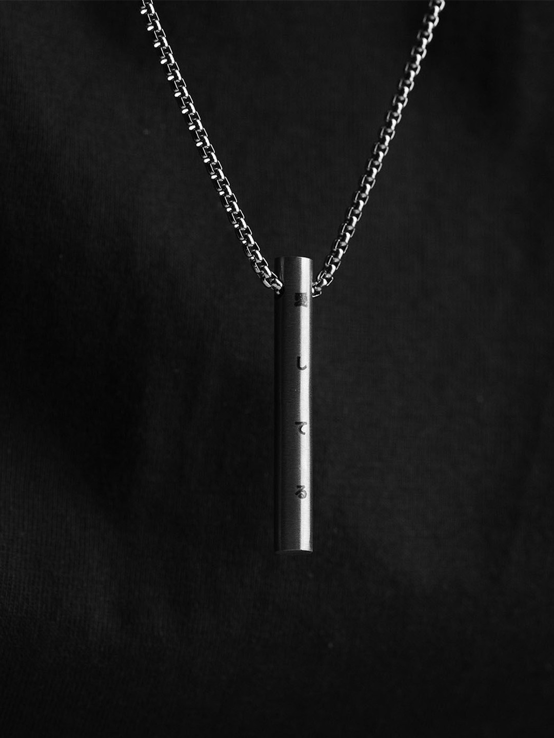 Mesmerize Men Stainless Steel Silver-Plated Barrel Pendant With Chain