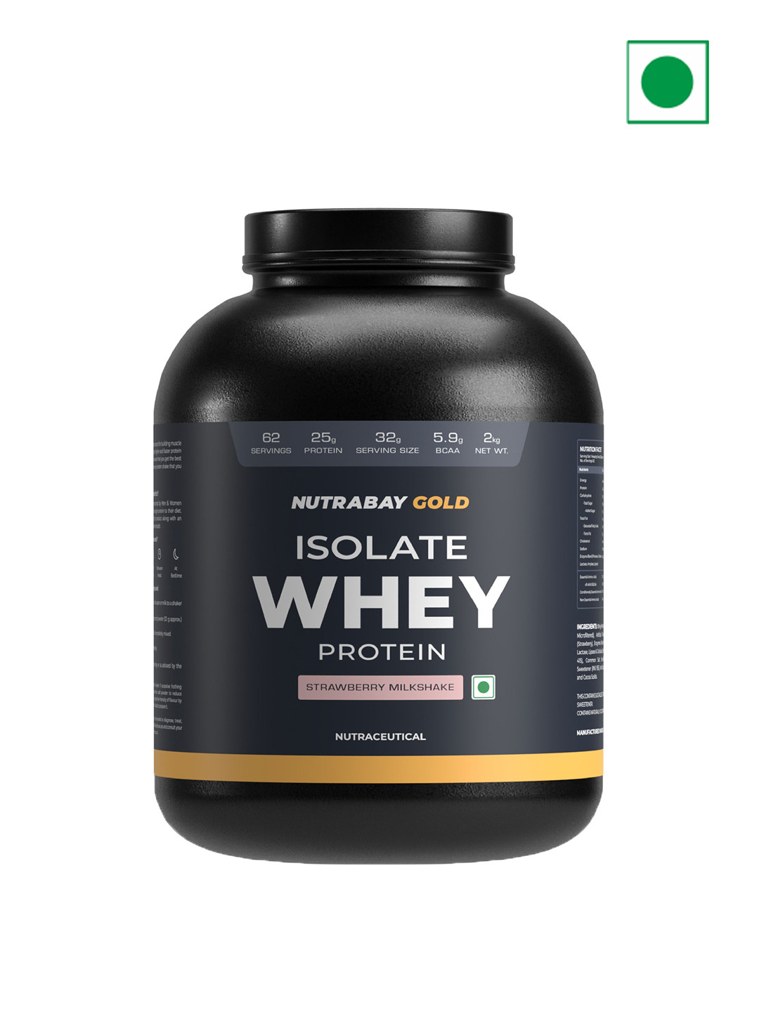 Nutrabay Gold 100% Whey Protein Isolate - 2 Kg - Strawberry Milkshake