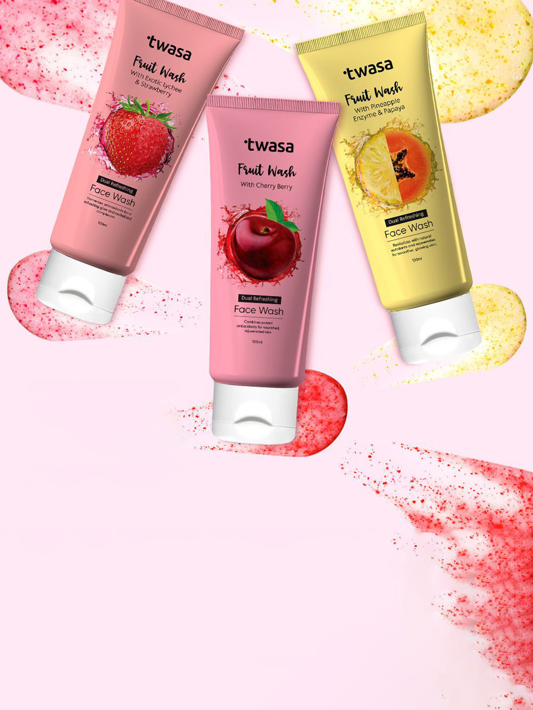 Twasa Fruit Wash With Cherry Berry Dual Refreshing Face Wash - 100 ml
