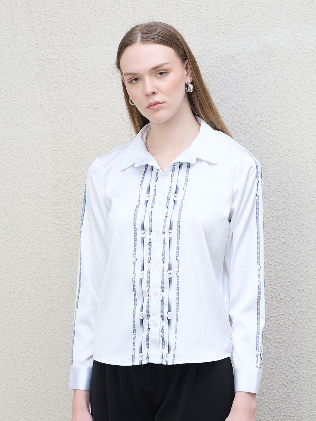 Iconic Women Chain Motif Placement Print Shirt Shirt