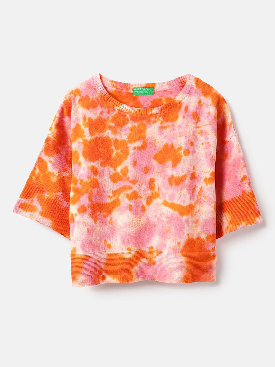 United Colors of Benetton Tie and Dye Cotton Boxy Top