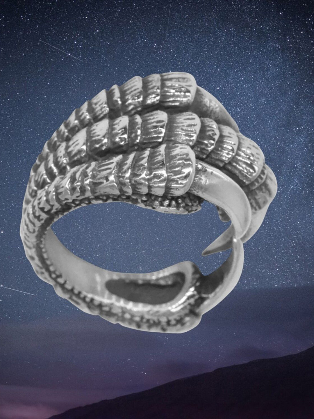 M Men Style Men Silver-Plated Dragon Claw Finger Ring