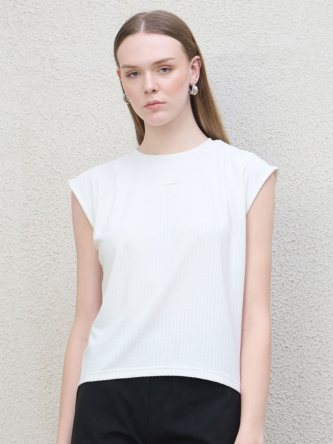 Iconic Women Extended Sleeves Pure Cotton Stretchable T-shirt