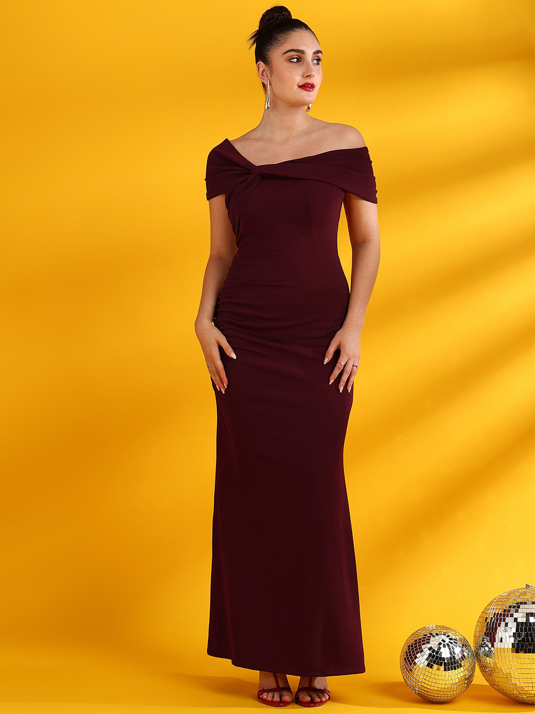 Golden Kite Women One Shoulder Scuba Maxi Bodycon Dress