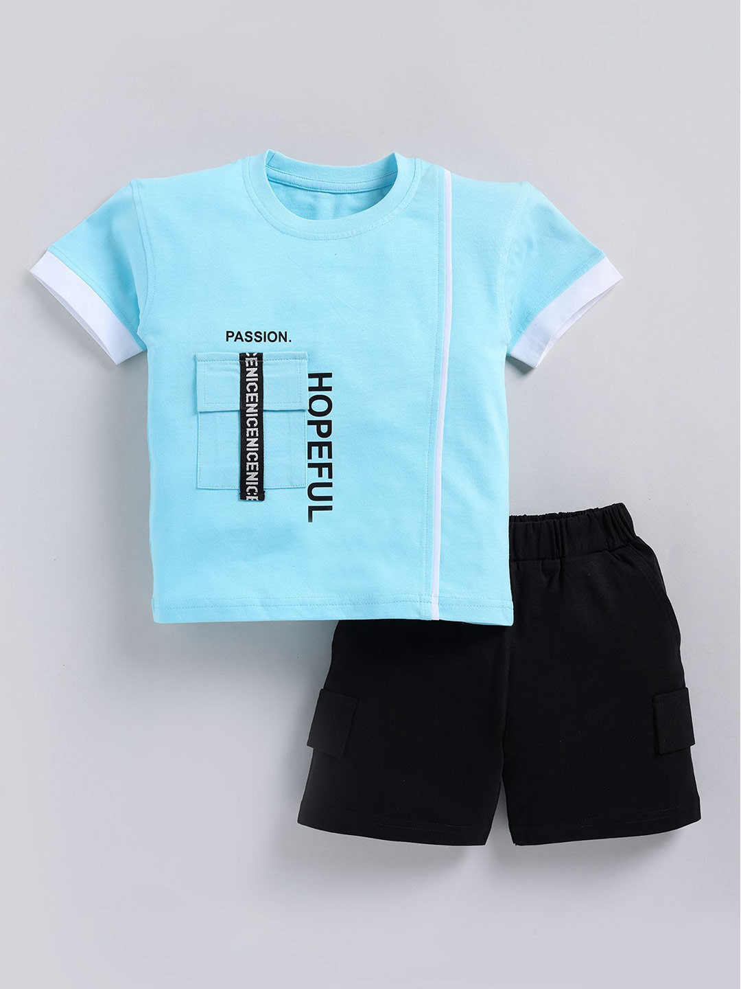 Cutopies Boys Printed Round Neck Half Sleeve Summer Pure Cotton T-shirt With Shorts