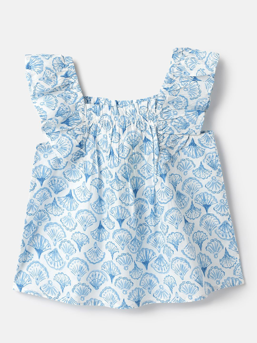 United Colors of Benetton Girls Print Flutter Sleeve Cotton Top