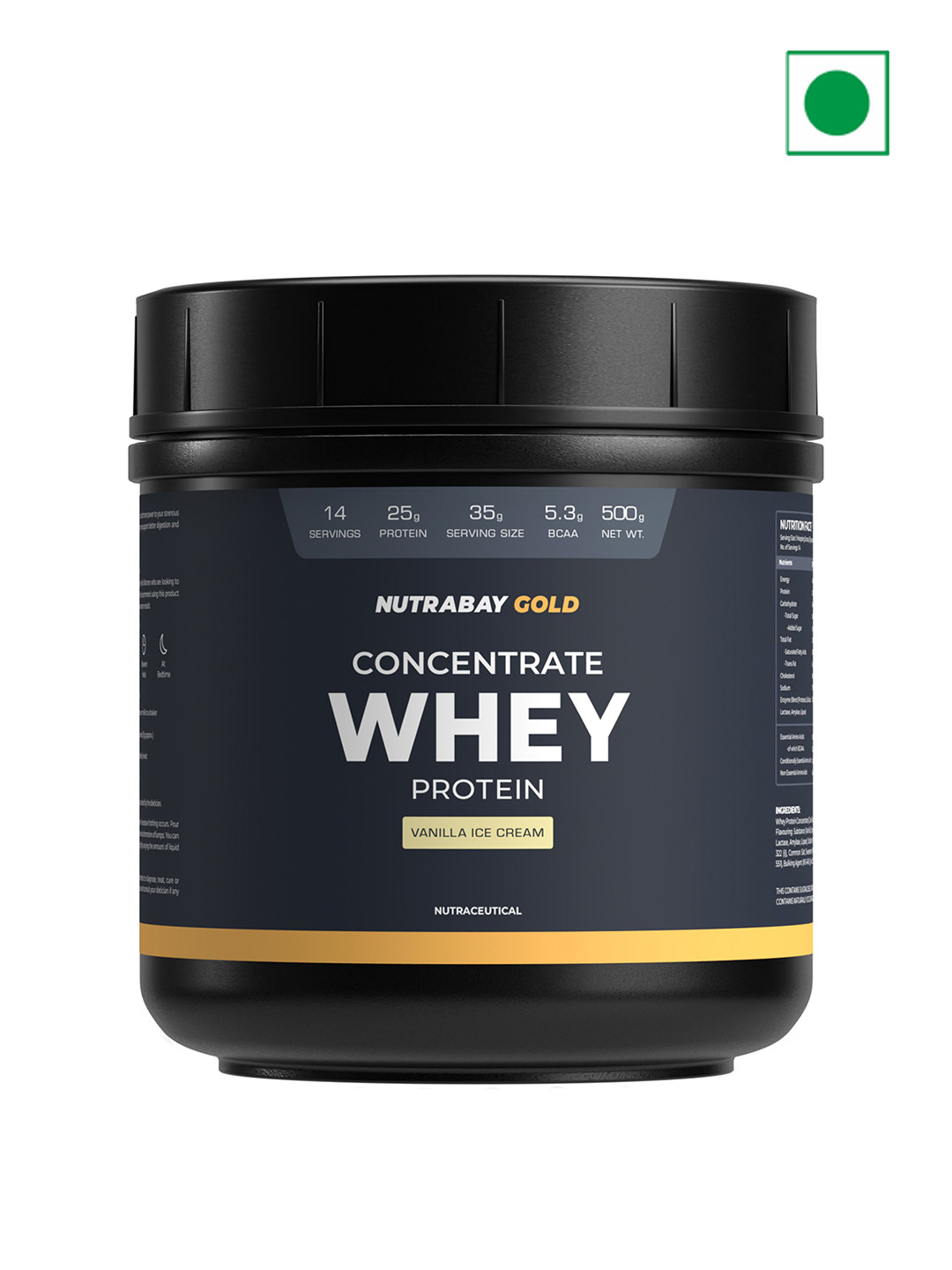 Nutrabay Concentrate Whey Protein- 500 g- Vanilla Ice Cream