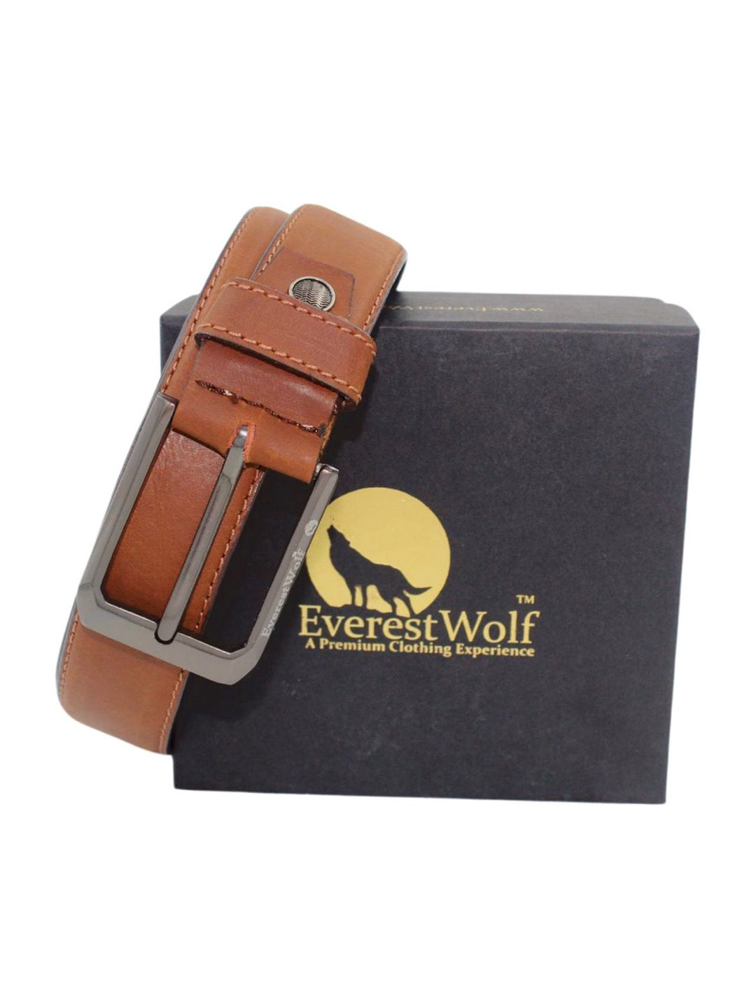 Everestwolf Men Textured Leather Formal Belt