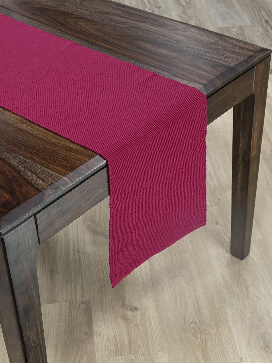 Fabindia Fuchsia Colored Pure Cotton Woven Table Runner