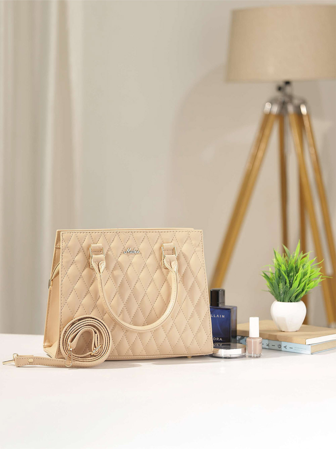 MABEE Geometric PU Structured Handheld Bag with Tasselled