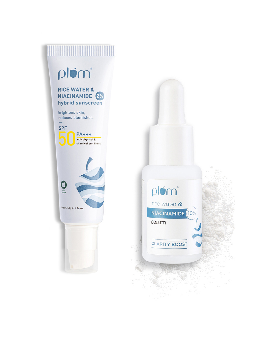 Plum Set of 2% Niacinamide Sunscreen - 50g & 10% Niacinamide Face Serum - 15ml