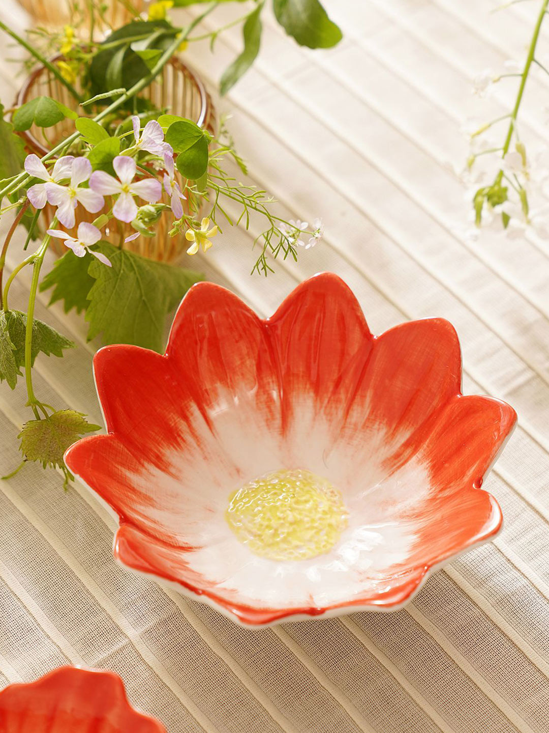 Pure Home and Living Red & White Flower Printed Bowl