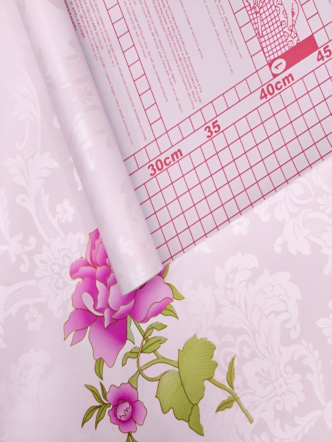 AmazingKarts Pink & Green Floral Printed Waterproof Self-Adhesive Wall Sticker