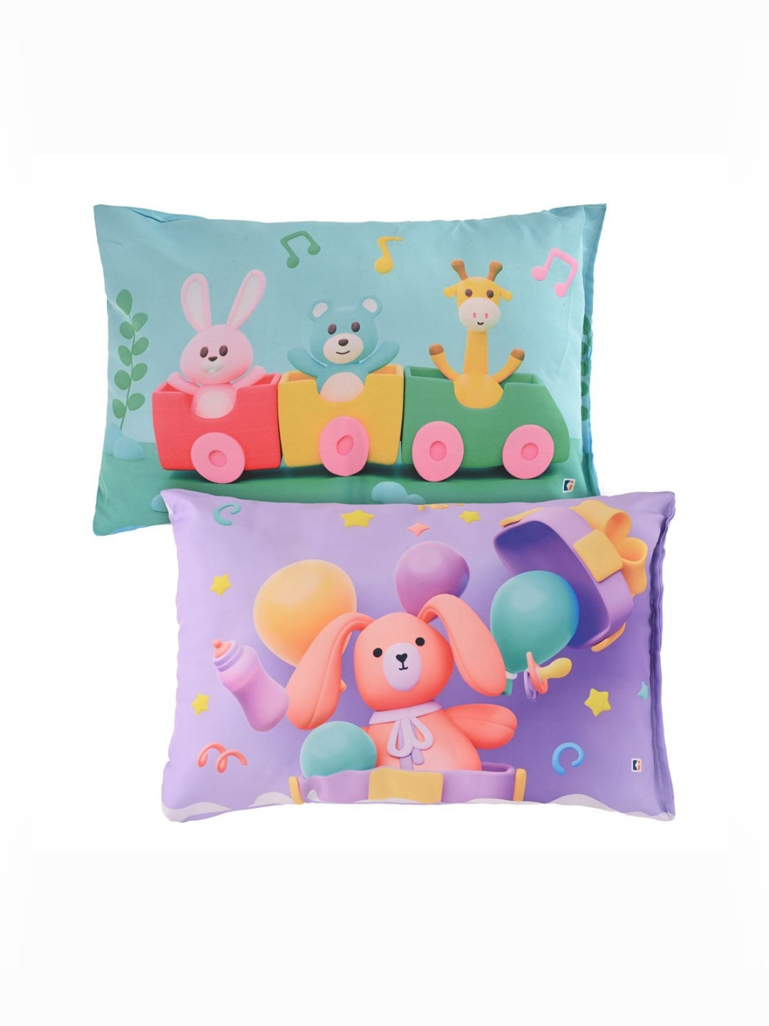 Myntra Elegant Homes Purple Cartoon Characters Cotton Set of 2 Medium Cotton Sleep Pillow-10 x 30 x 45 cm