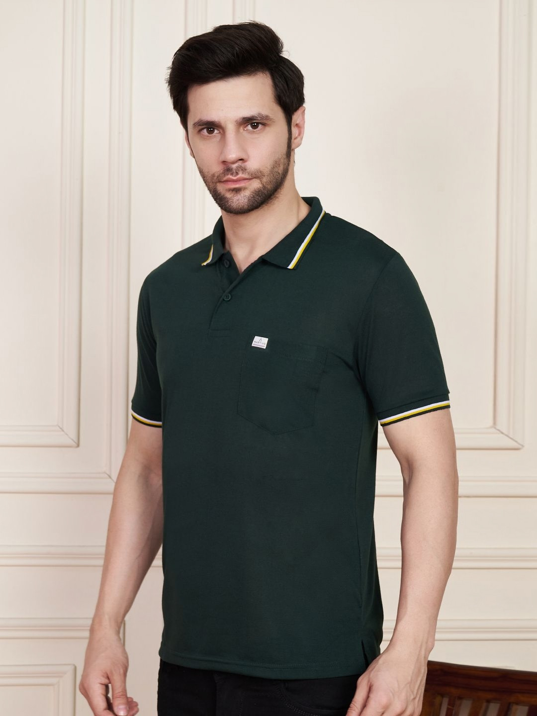 Austin wood Men Polo Collar Pockets T-shirt