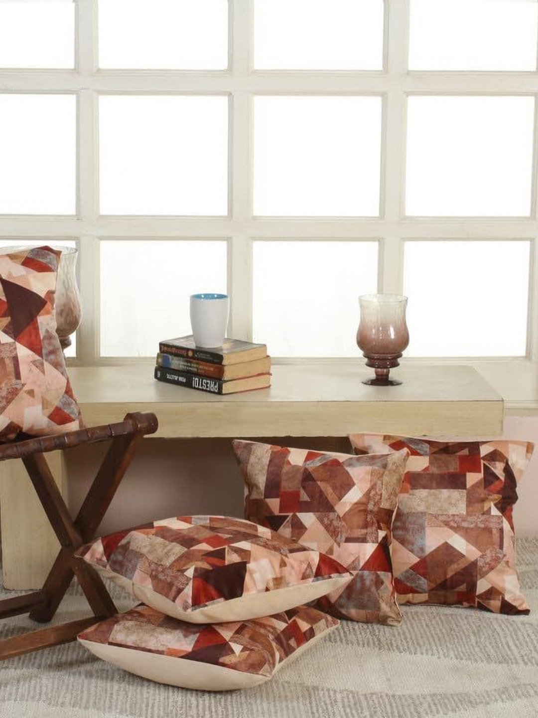 Shadowkart Red 2 Pieces Self Design Square Velvet Pillow Covers