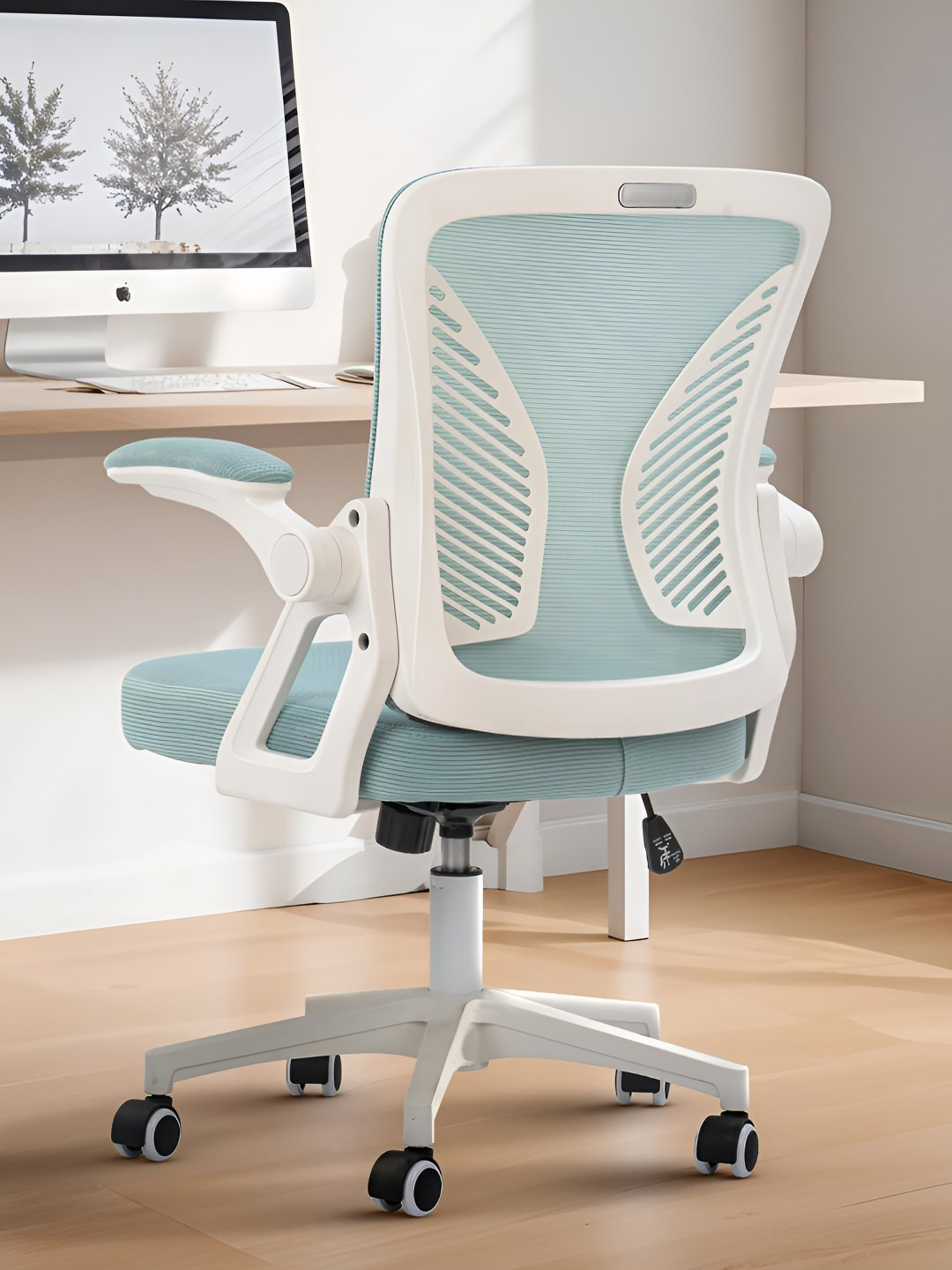 DROGO Ergonomic Blue High Back Mesh Adjustable Seat Rocking & Flip Up Armrest Study Chair