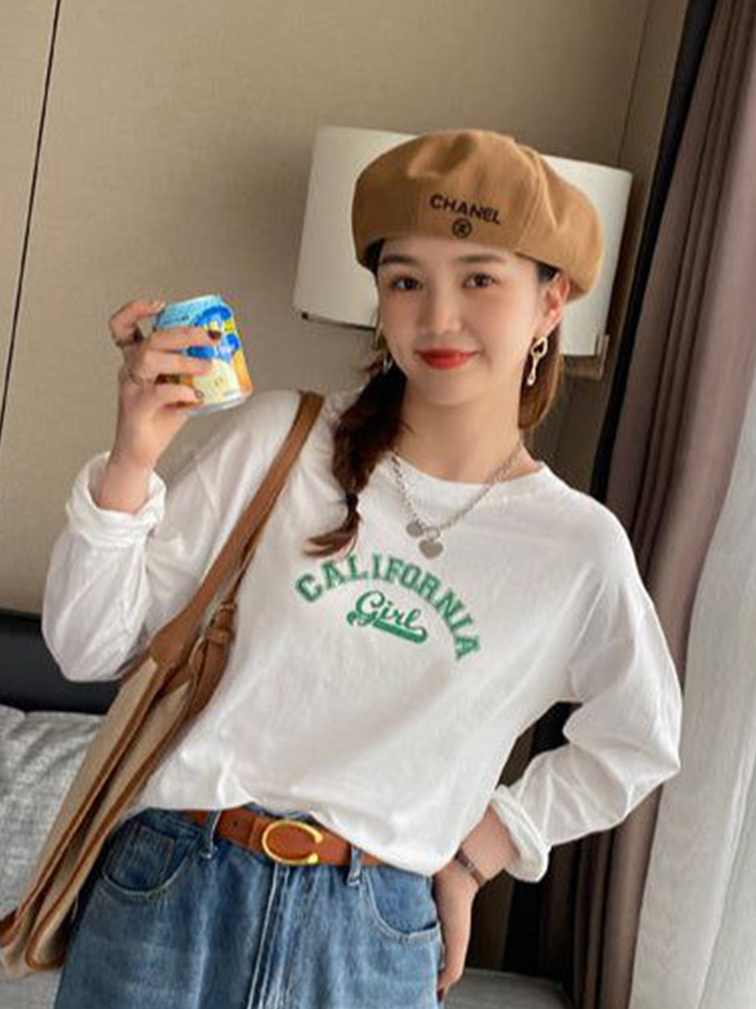 Outzidr White Graphic Full Sleeved T-Shirt