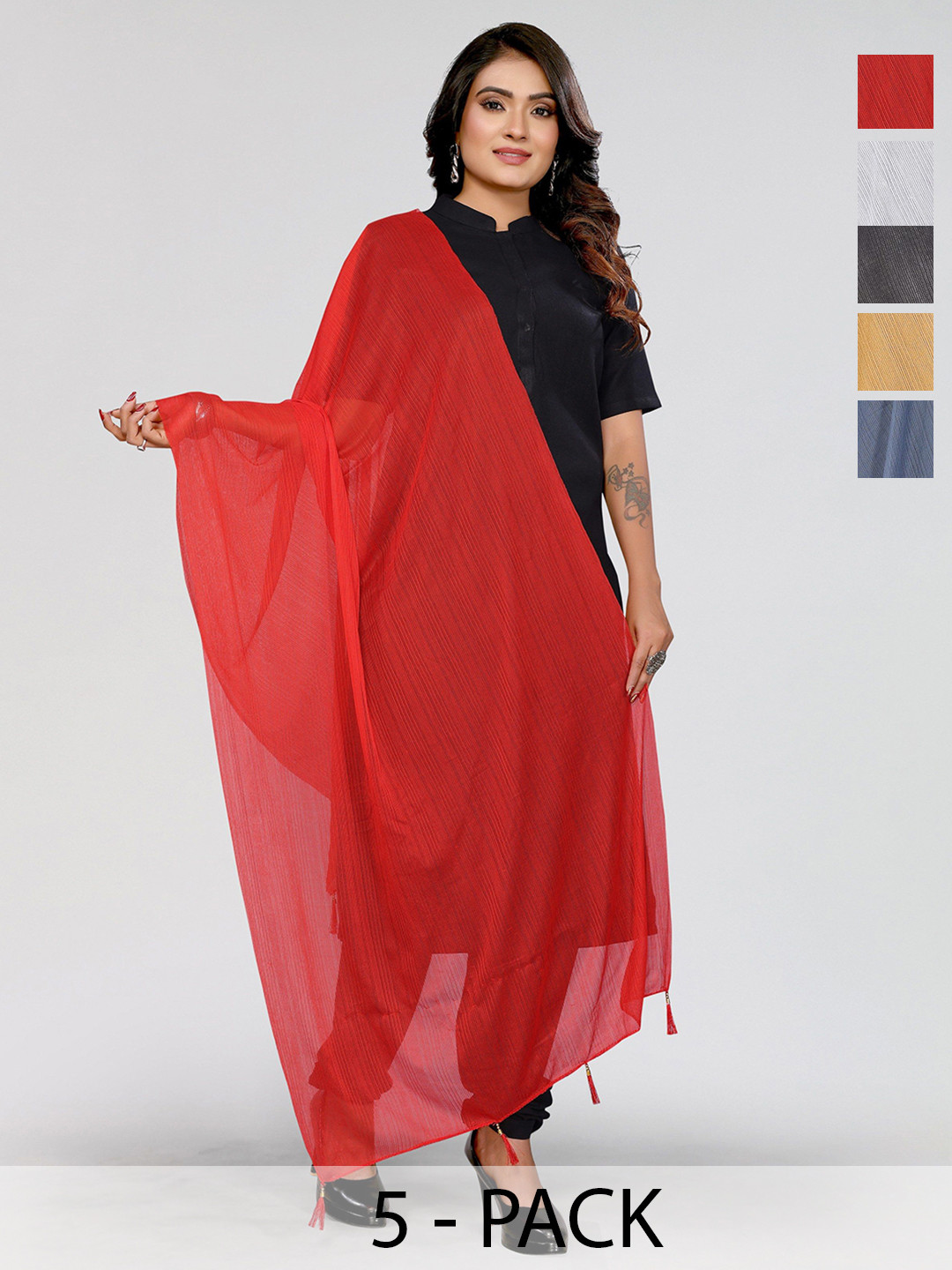 Moda Rapido Selection of 5 Striped Woven Design Dupatta