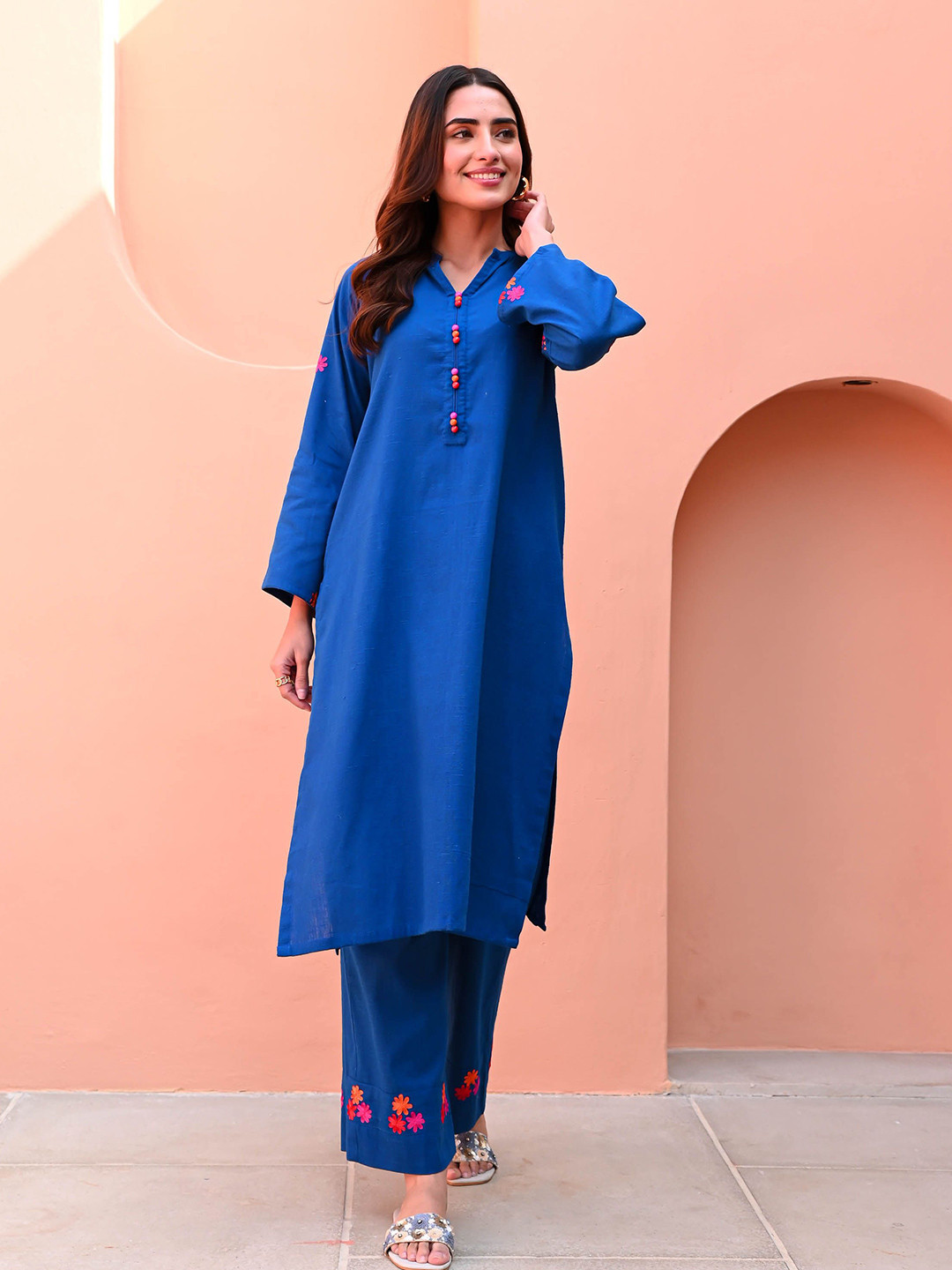 Bunaai Lapis Blue Cotton Kurta Set