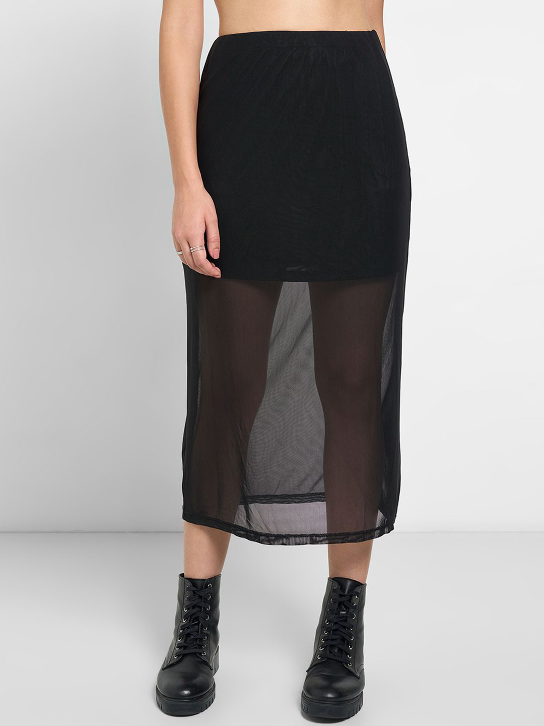 SF JEANS by Pantaloons Semi-Sheer Midi Skirt