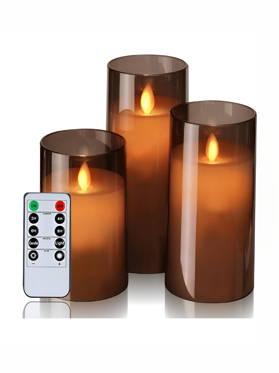LTETTES Pillar LED Acrylic Glass 3Pcs Scented 1 Wick Solid Geometric Regular Jar Candles